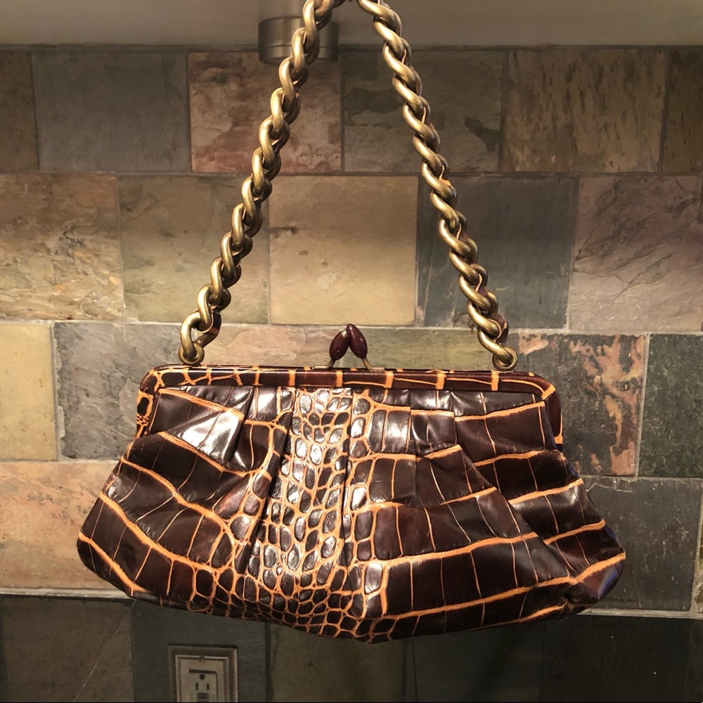 Jane August croc handbag chain strap